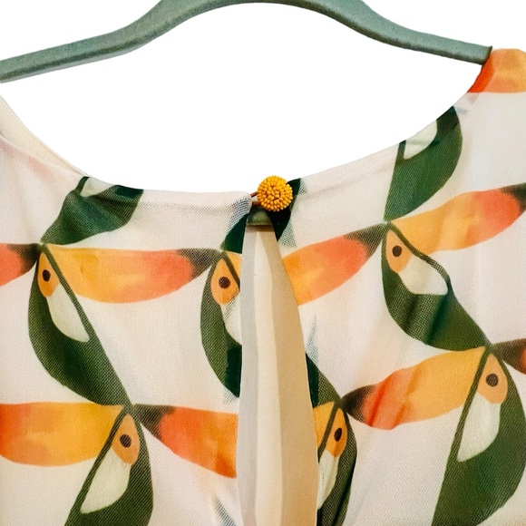 Farm Rio Plus Size Toucan Print Mesh Overlay Midi Dress Size 3X - Picture 4 of 7